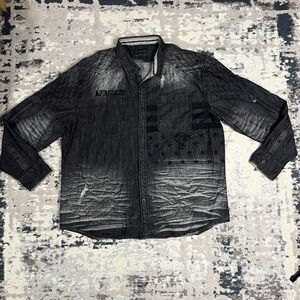Affliction Live Fast A73 Button Up Shirt Mens 3XL Distressed Diamond Stitch Y2K